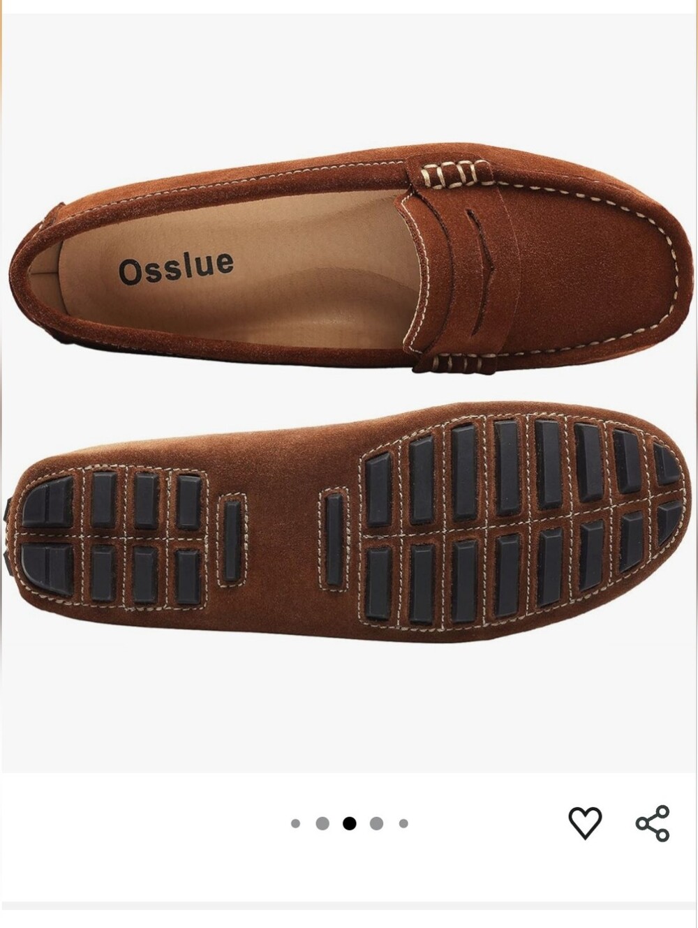Osslue Women´s brown Suede Leather Loafers Slip On Flats Shoes Sz 9 Moccasins